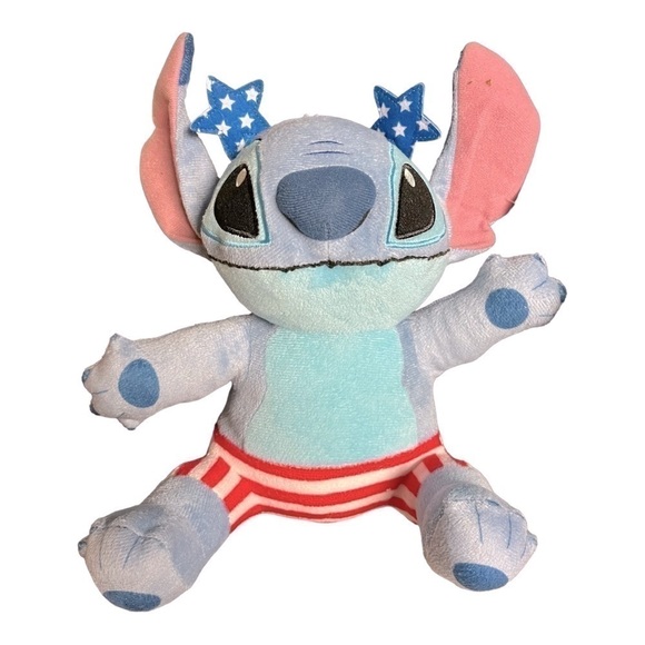 STITCH patriotic plush star headband red/white stripe shorts 11” - Picture 1 of 7